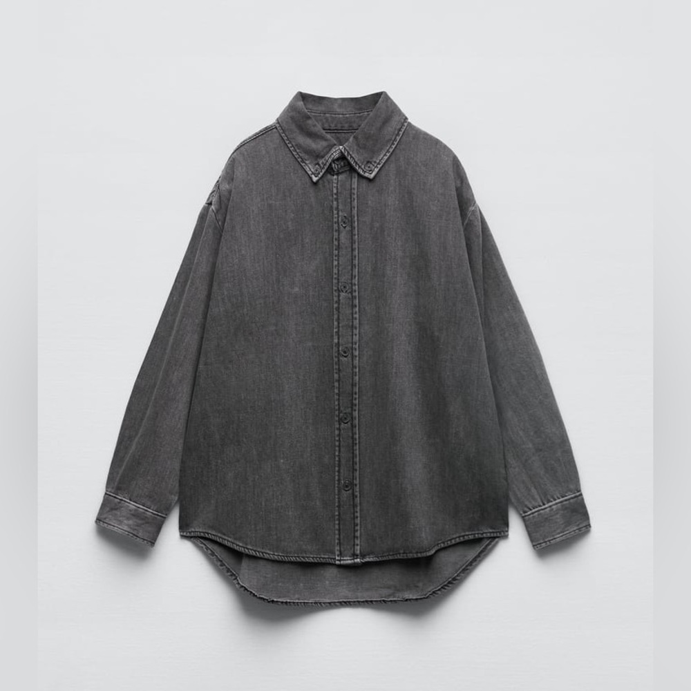 Denim shirt button up shacket Zara L